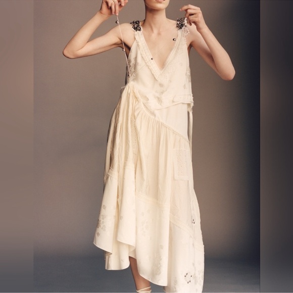 Zara Dresses & Skirts - Zara Atelier Oyster White Draped Midi Dress - Elegant Edgy Evening Wear
